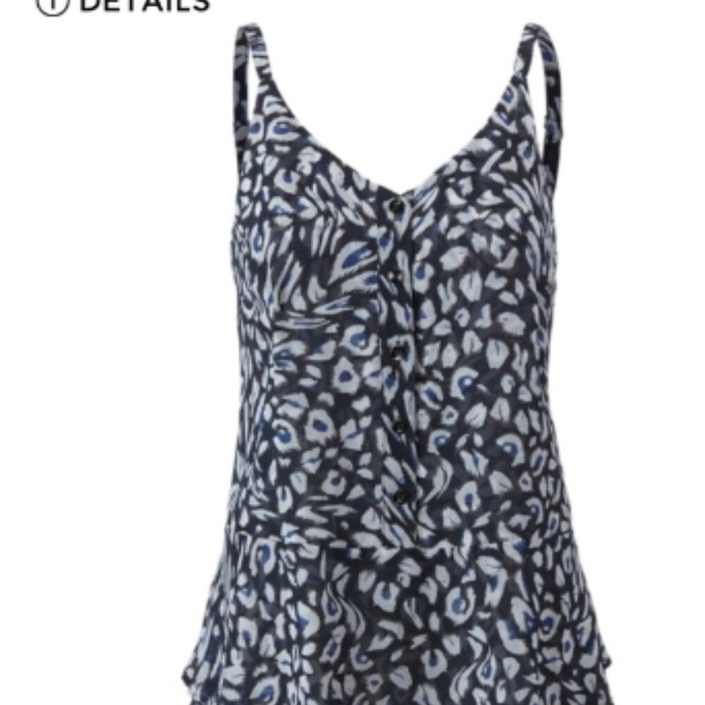 Navy and Black Patterned Peplum Tank